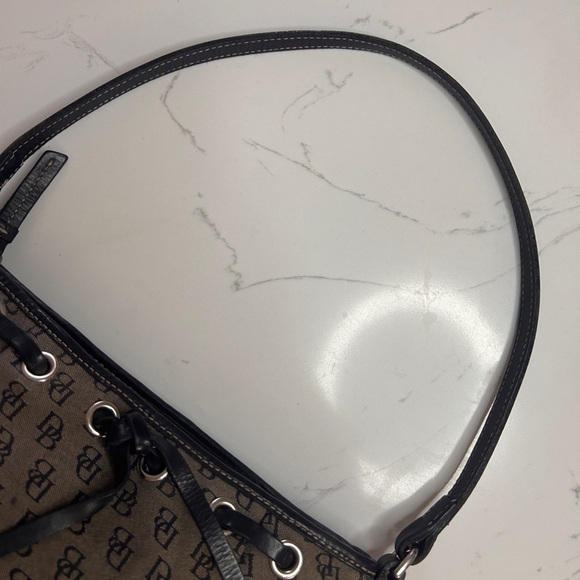 Dooney & Bourke Vintage Cloth Leather Trim Signature MonogramPurse Y2K-Pre Loved - Picture 9 of 16